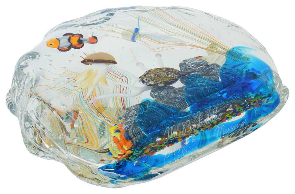 GlassOfVenice Large Murano Glass Aquarium With Fish And Sea Life