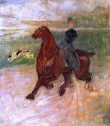 Henri De Toulouse-Lautrec Woman Rider and Dog, 20"x25" Gallery Wrapped Canvas