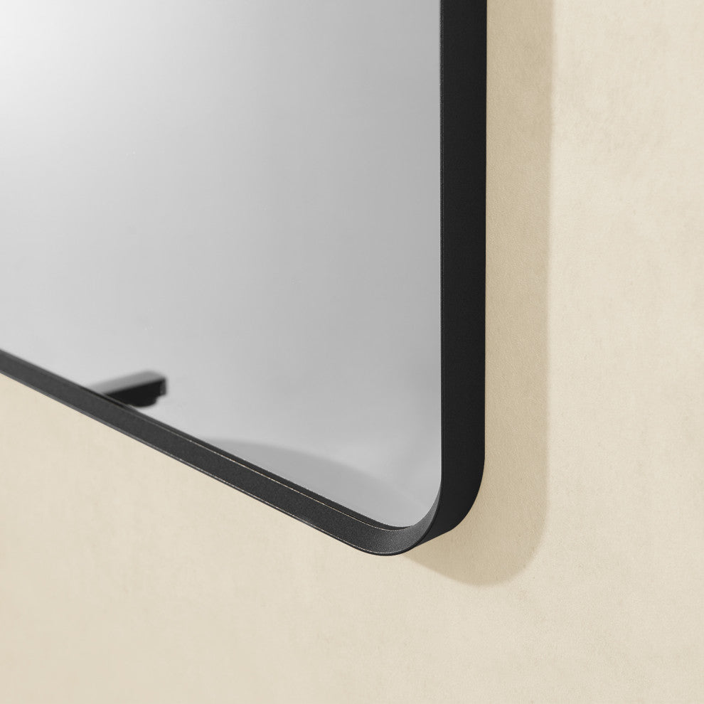 Nettuno Rectangle Bathroom/Vanity Aluminum Framed Wall Mirror, Matt Black, 48"