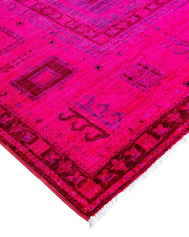Overdyed, One-of-a-Kind Hand-Knotted Area Rug Pink, 8'10"x12'3"
