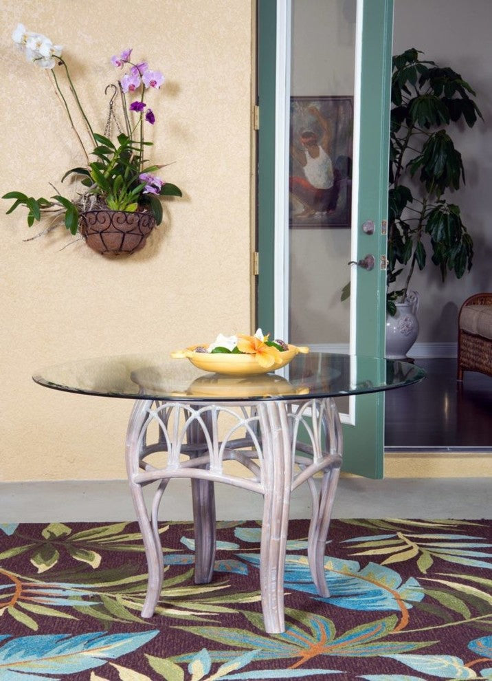 Cuba Table Base In Sienna With 48" Round Tempered Bevel Edge Glass