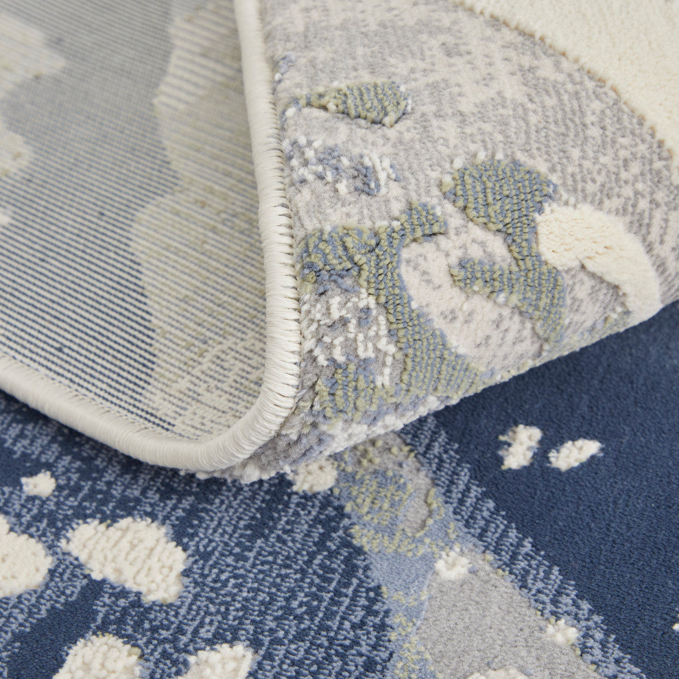 Takara Modern Abstract, Blue/Gray/Ivory, 7'9"x10' Area Rug