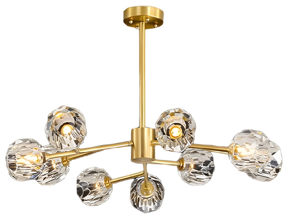 Introd | Luxury Crystal LED Chandelier for Dining Room, Kitchen, Living Room, 9 Heads, Warm Light