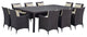 Modway Convene 11 Piece Outdoor Patio Dining Set, Espresso Beige
