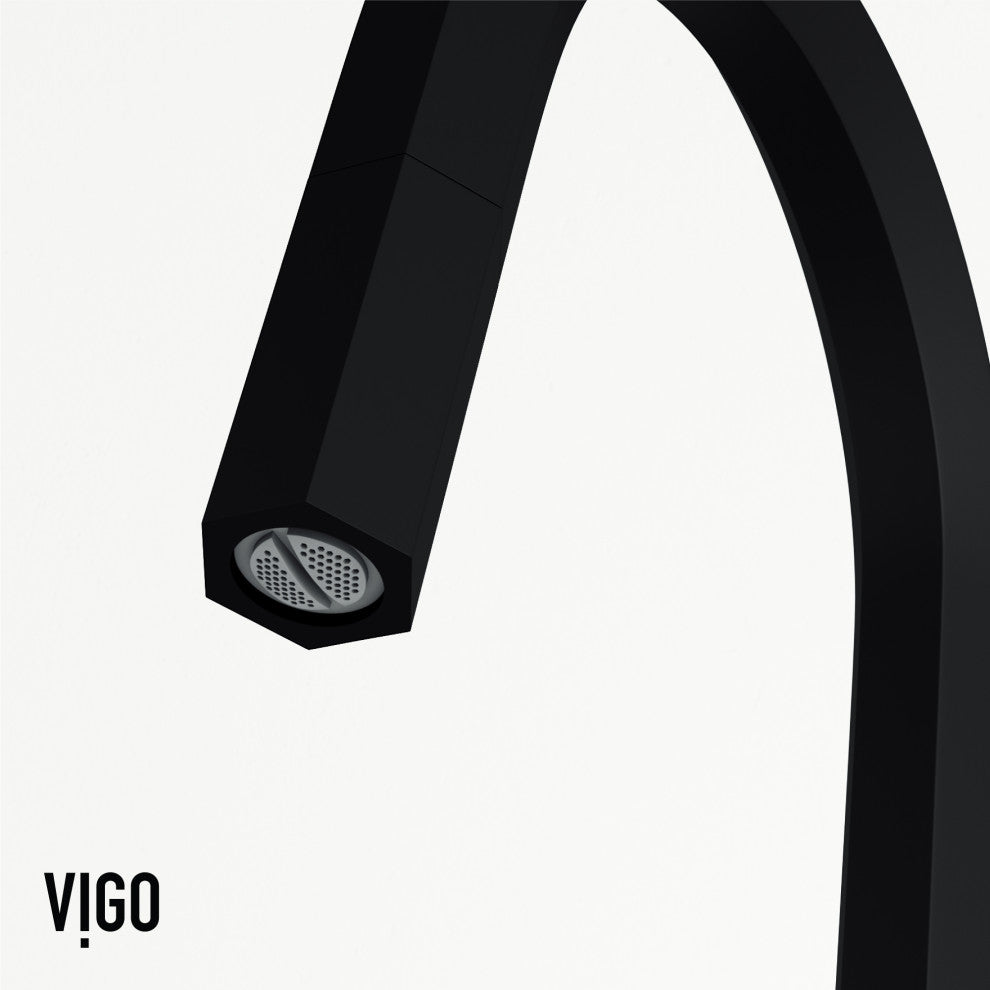 VIGO Hart Hexad 18" H Single Handle Pull-Down Kitchen Faucet, Matte Black, Without Extras