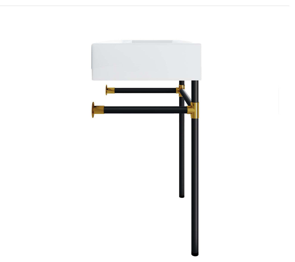 Redeem 24" Wall-Mount Black Stainless Steel Bathroom Vanity, Black White