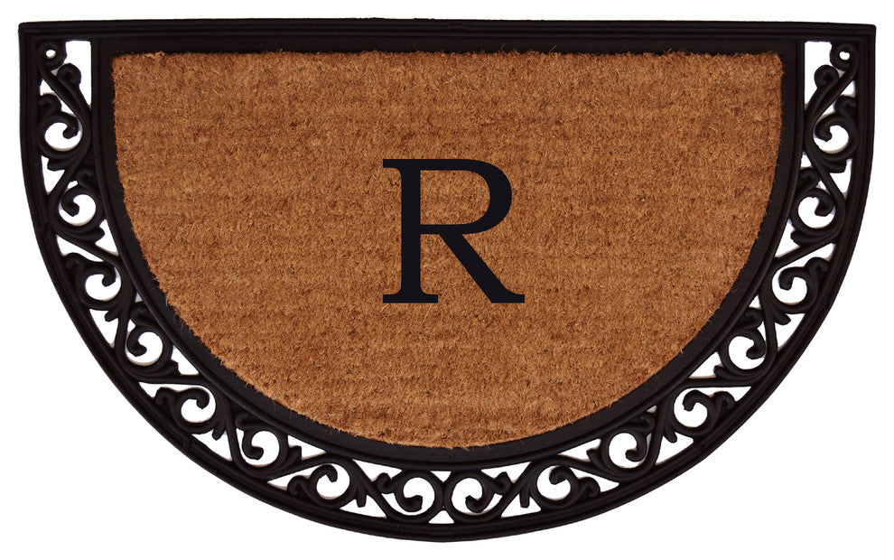 Ornate Scroll Monogram Doormat 2'x3', Letter R