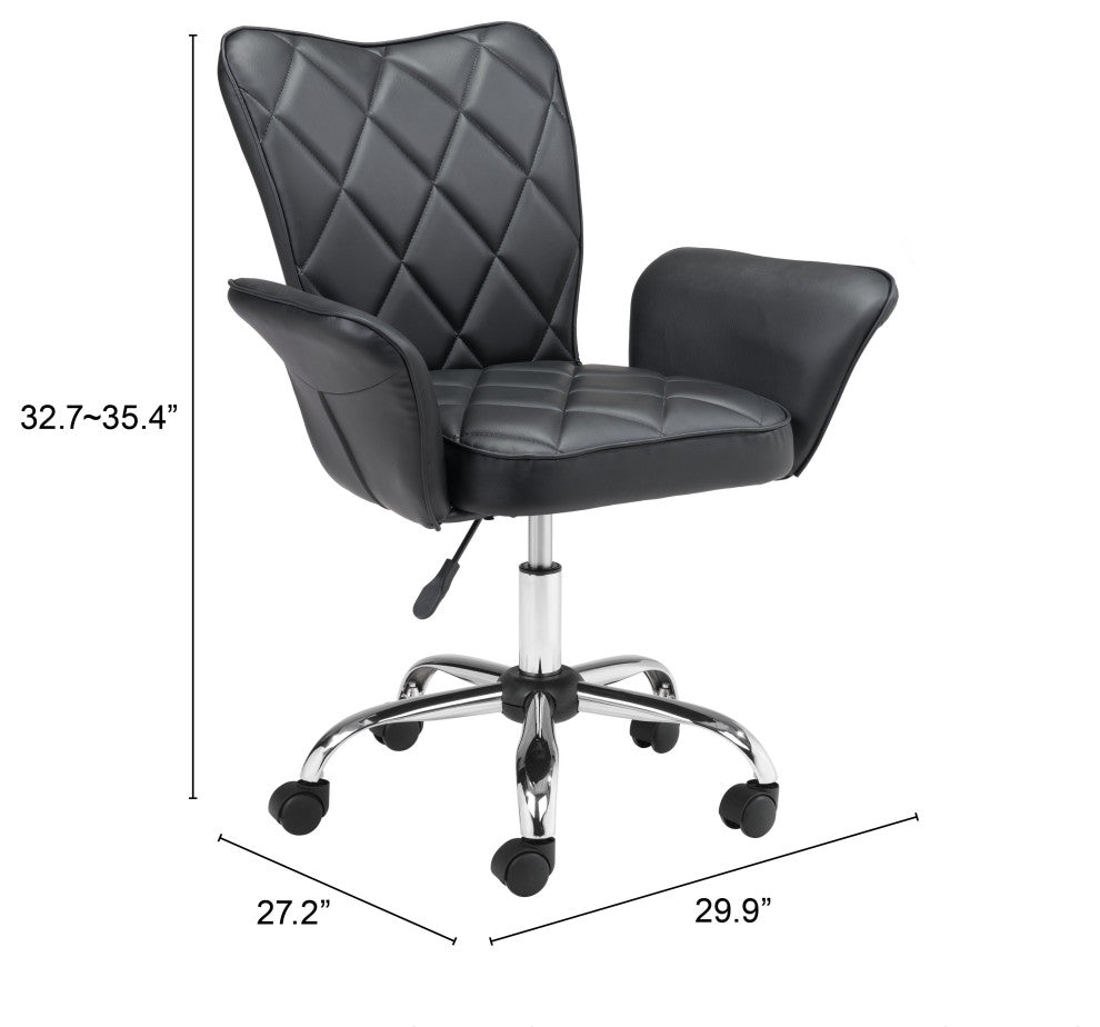 Computer Chair, Faux Vinyl Leather, Steel, Black, Chrome, Home Business Office