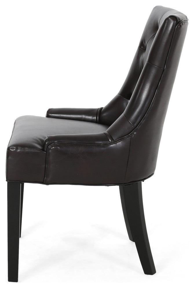 GDF Studio Stacy Bonded Leather Dining and Accent Chairs, Set of 2, Brown, Faux