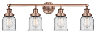 Small Bell 4-Light 34" Bath Vanity Light, Antique Copper Finish, Clear Shade