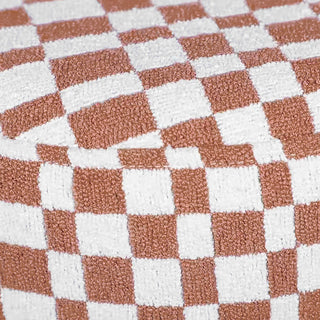 Claire Brown Checkered Boucle Stool - Brown