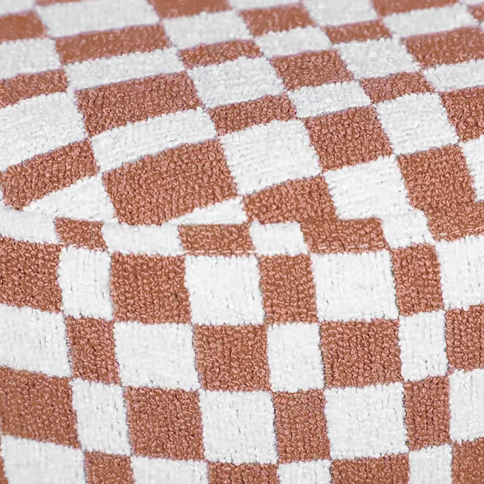 Claire Brown Checkered Boucle Stool - Brown