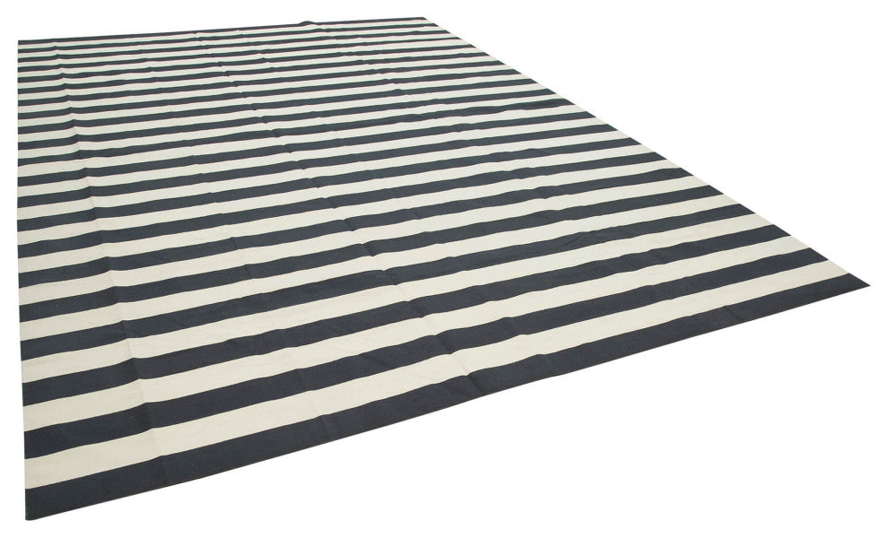 Rug N Carpet - Handmade Wool 10' 0'' x 14' 2'' Modern Design Dhurrie Kilim Rug