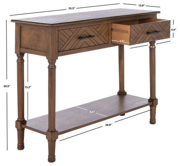 Safavieh Peyton 2 Drawer Console Table, Brown