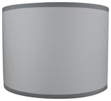 Classic Drum Cotton Lamp Shade, Off White With Gray Trim, 14"