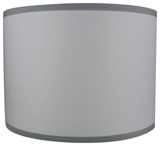 Classic Drum Cotton Lamp Shade, Off White With Gray Trim, 14"