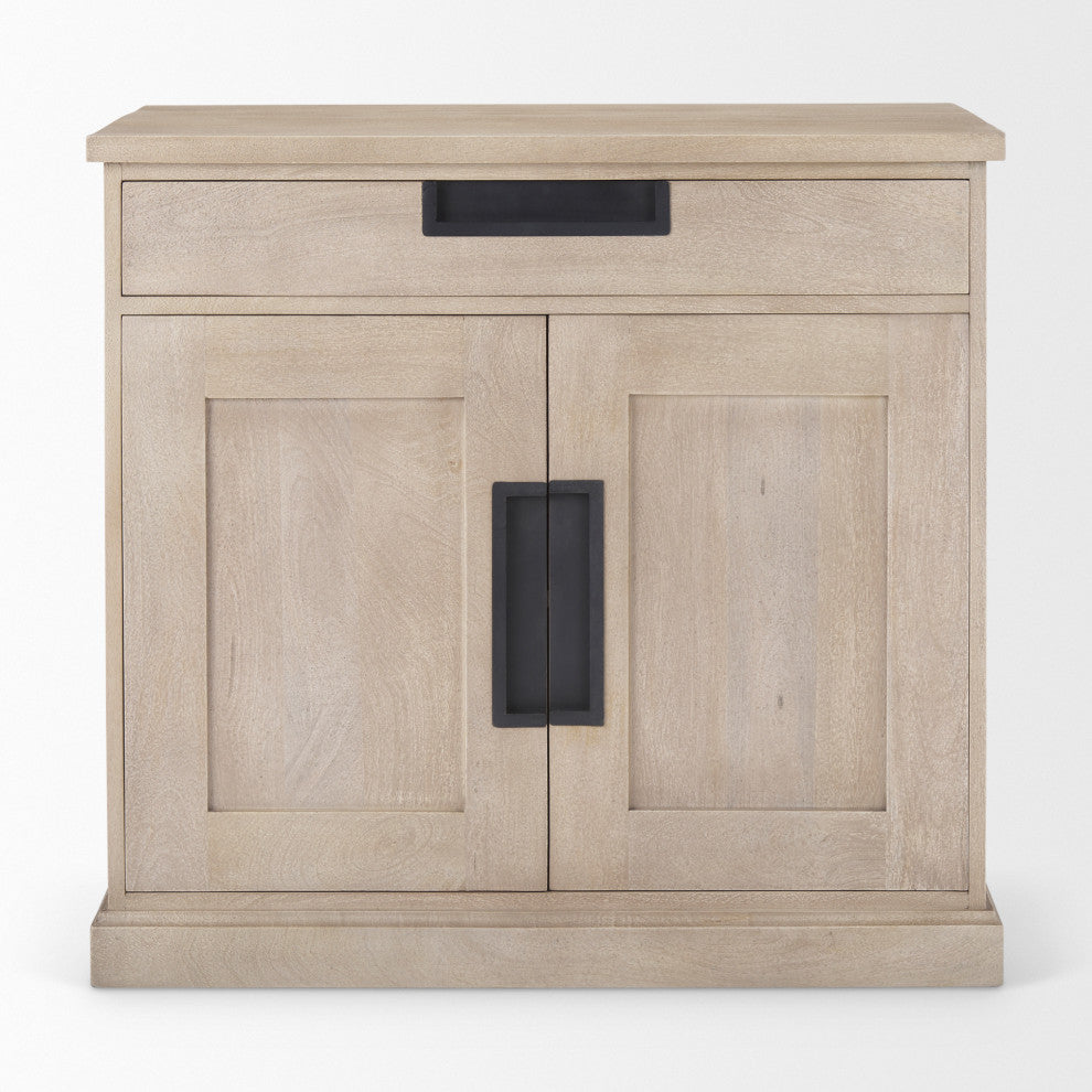 Braxton Beige Solid Wood With Black Accents Accent Cabinet