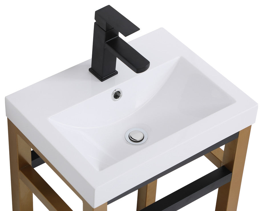 Home Living Single Bathroom Metal Vanity, Golden Black, 18"