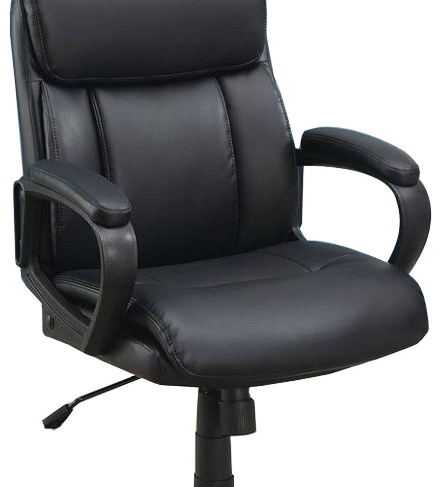 Office Chair with Top Padded Back and Casters, Black
