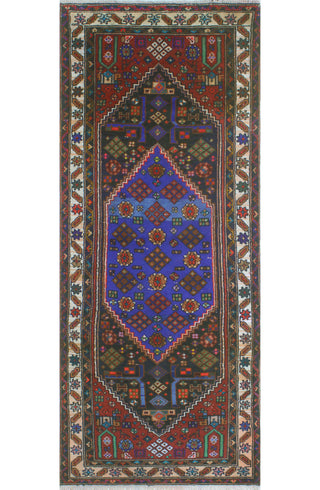 Fine Vintage Distressed Teleza Charcoal/Burgundy Runner, 3'1x7'7