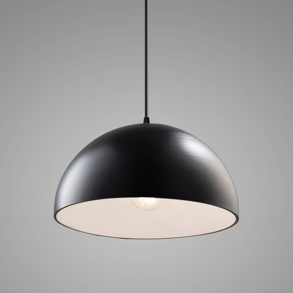 Dome 1-Light Pendant, Carbon Matte Black, Matte Black, Black Cord