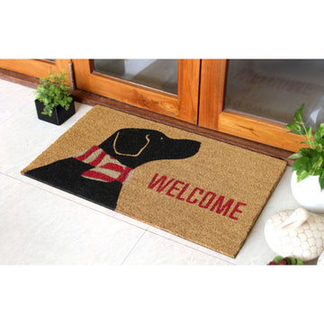Red Machine Tufted Welcome Dog Doormat, 18" x 30"