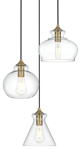 Elegant Lighting LD2247 Destry 3 Light 19"W Multi Light Pendant - Satin Gold