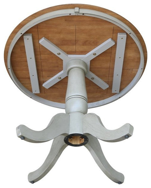 36" Round Wood Distressed Hickory/Stone Table-Dining Height