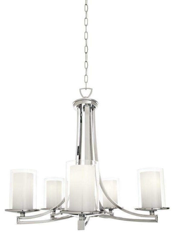 DVI Lighting DVP9025CHOP Five Light Chelier Essex Chrome w Half Opal