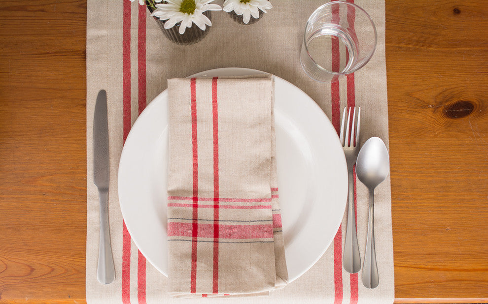DII Red French Stripe Table Runner 14"x72"