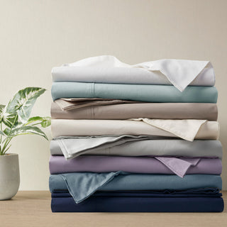Madison Park Peached Percale Cotton Peached Percale Sheet Set, Grey
