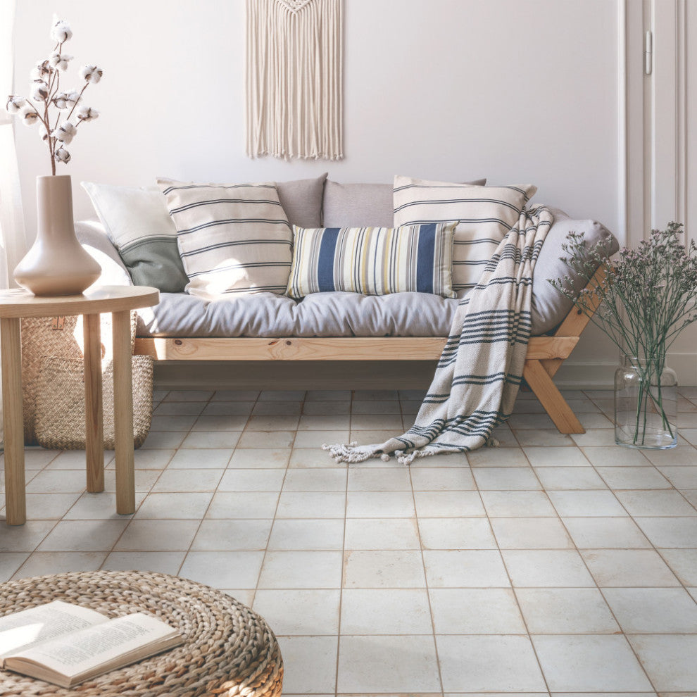 Kings Root Ceramic Floor and Wall Tile, Distressed White