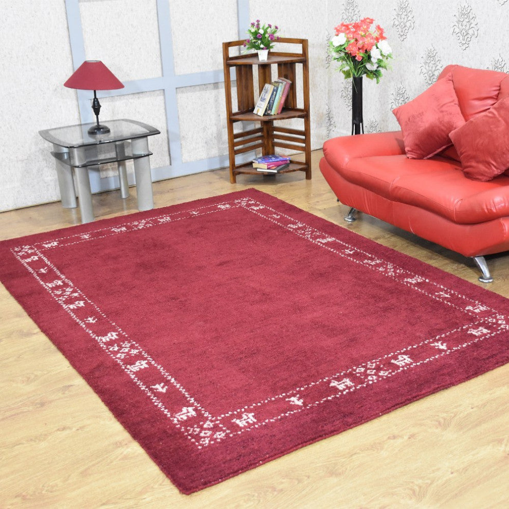 HAND KNOTTED LOOM SILK ECO-FRIENDLY AREA RUGS -8'x10',Rectangle,Red,Contemporary