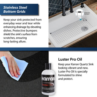 Karran Drop-In Quartz 33" 1-Hole Single Bowl Kitchen Sink Kit, White