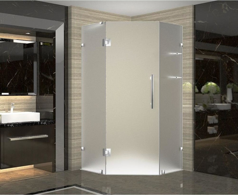 Neoscape Frameless NeoAngle Frost Shower Enclosure, Steel, 36"x36"x72"