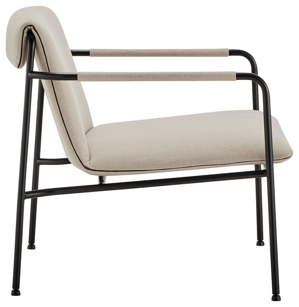 Ludvig Lounge Chair, Tan Fabric With Black Frame