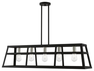 Schofield 5 Light Black With Brushed Nickel Accents Linear Chandelier