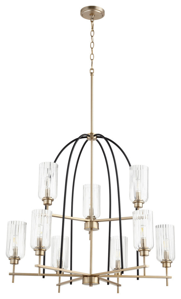 Quorum International 607-9 Espy 9 Light 32"W Chandelier - Noir / Aged Brass