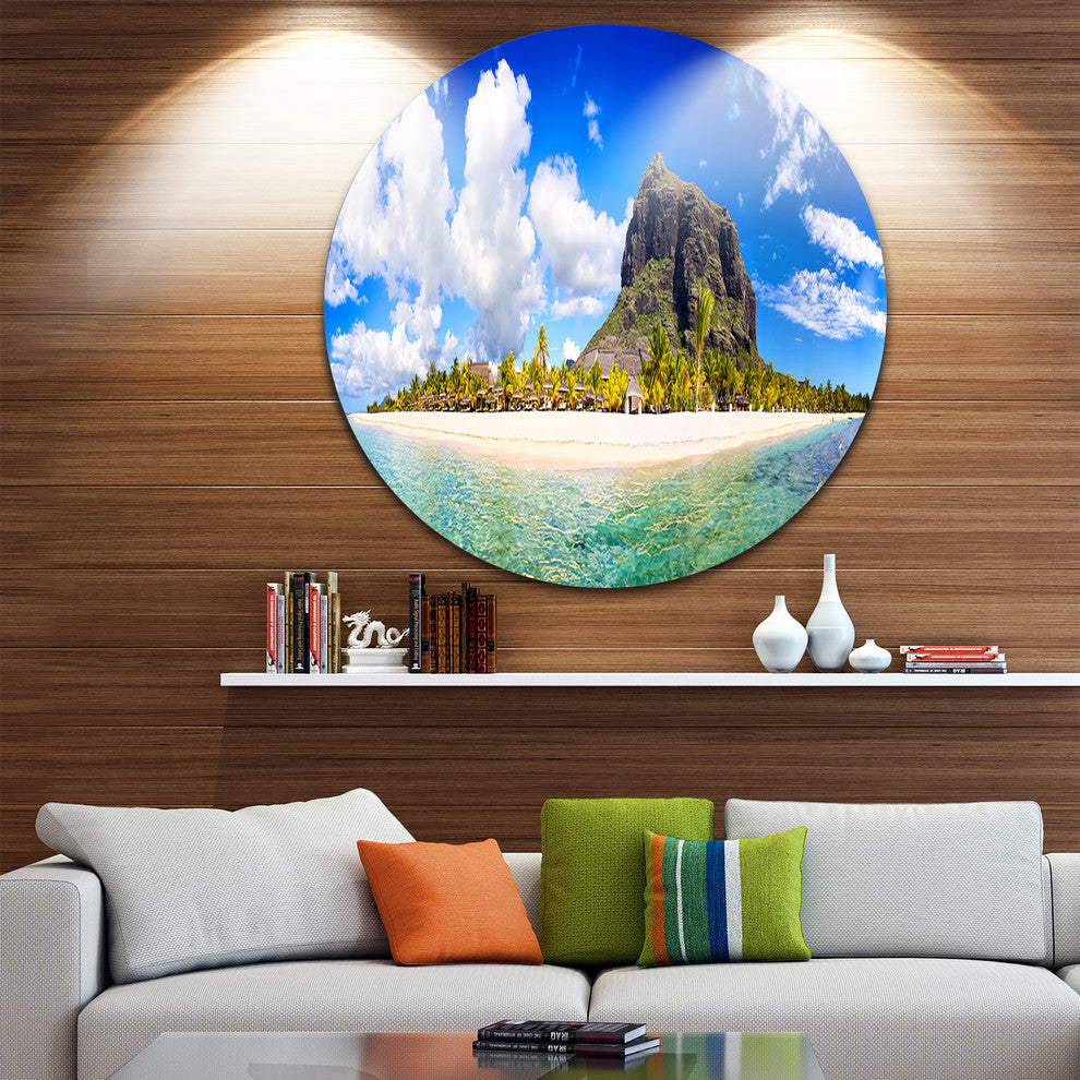 Mauritius Beach Panorama, Photography Round Wall Art, 11"