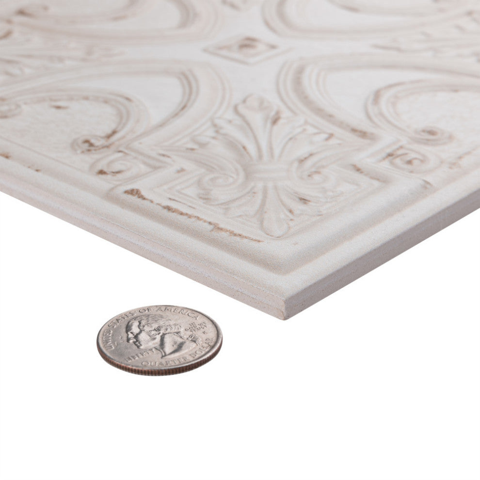 Fitz White Ceramic Wall Tile