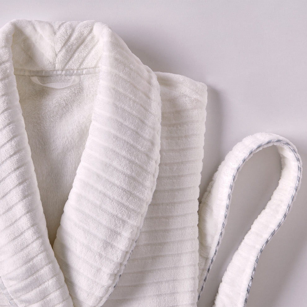 Well Being By Sunham Plush Robe, White, Large