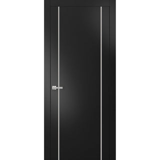 Solid French Door 28 x 84 | Planum 0410 Matte Black with| Bathroom