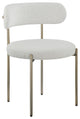 Beacon Dining Chair, Set of 2, Cream, Boucle Fabric, Brushed Brass Finish