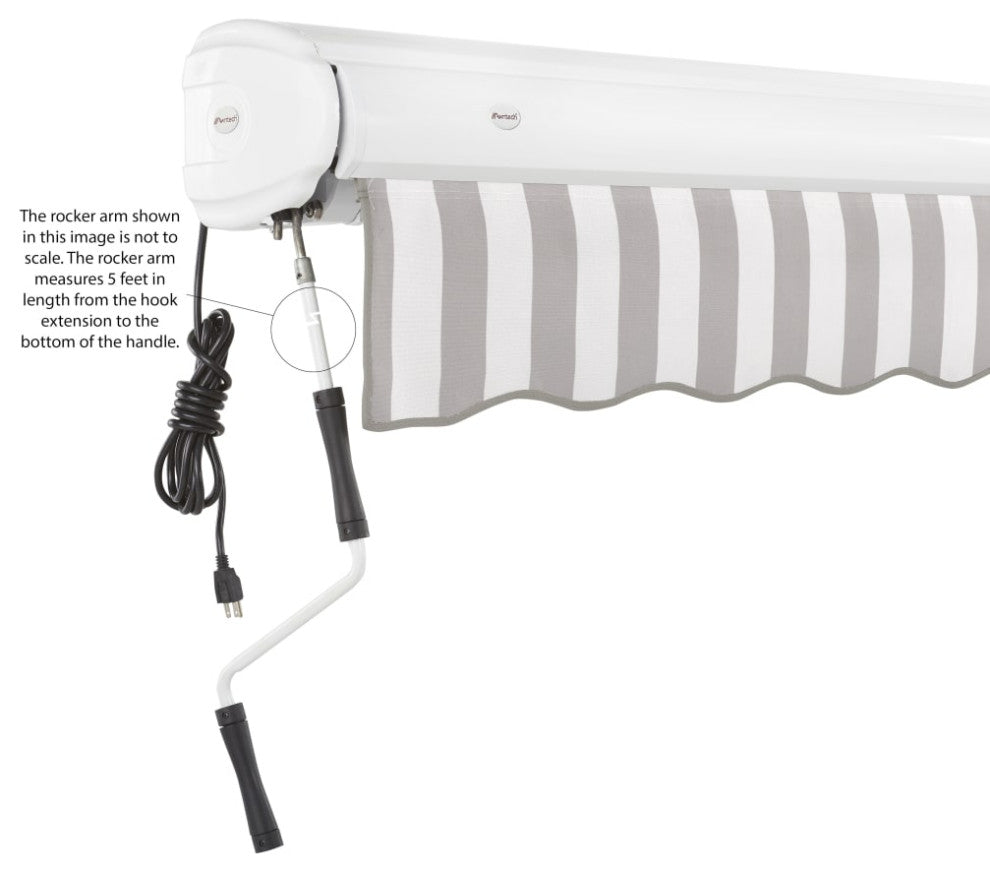 Awntech 18'x10' Full Cassette Left Motor Acrylic Retractable Awning, Gray/White