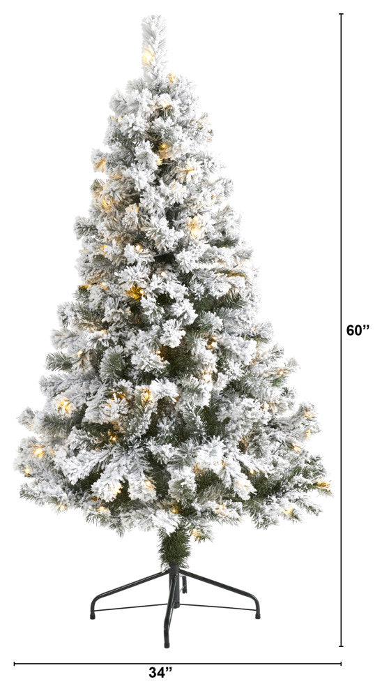 5' Flocked West Virginia Fir Artificial Christmas Tree with 150 LED Lights