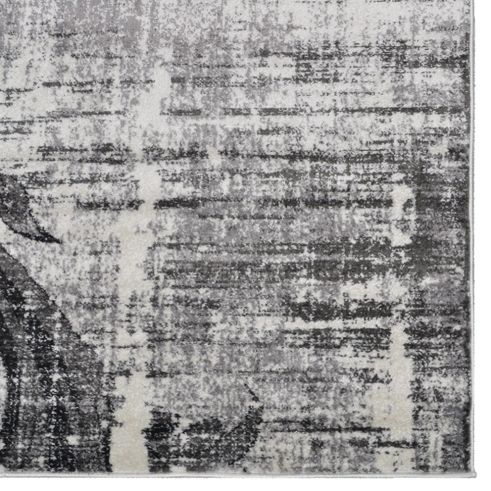 MACHINE MADE HEATSET POLYPROPYLENE AREA RUGS -Silver Color,Floral Design, [Rectangle] 5'x8'