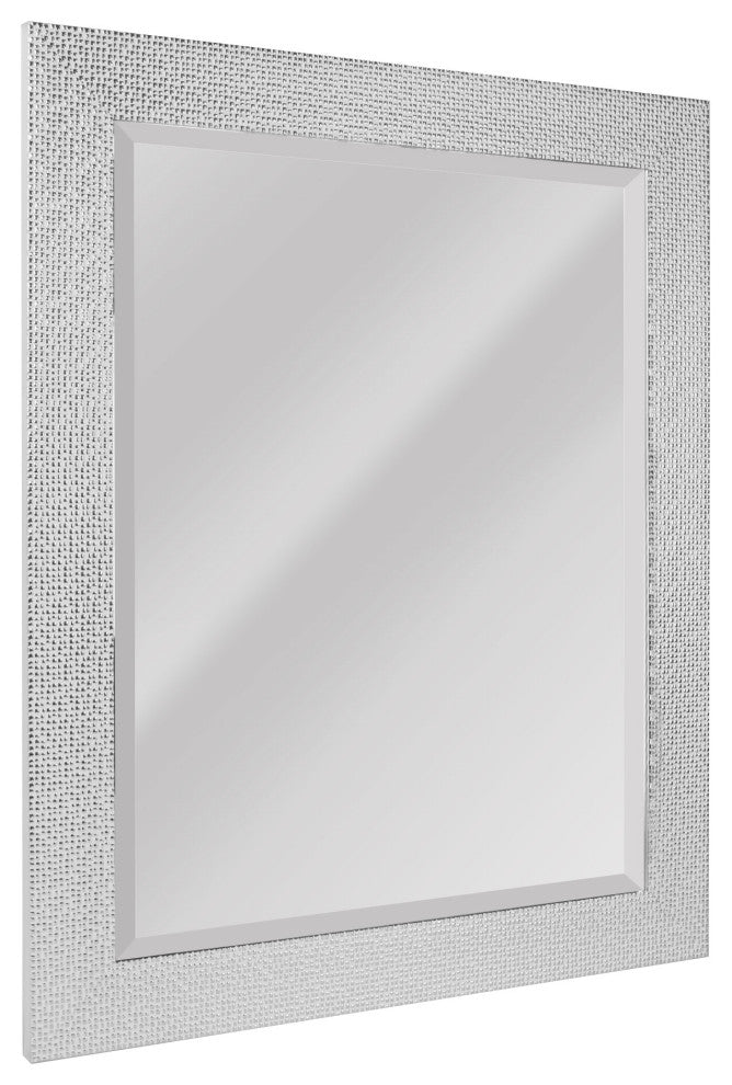 Head West Chrome and White Tile Textured Frame Accent Mirror - 23" x 29"