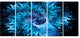 Blue Magical Wormhole Fractal, Large Abstract Canvas Wall Art, 60"x28", 5 Panels