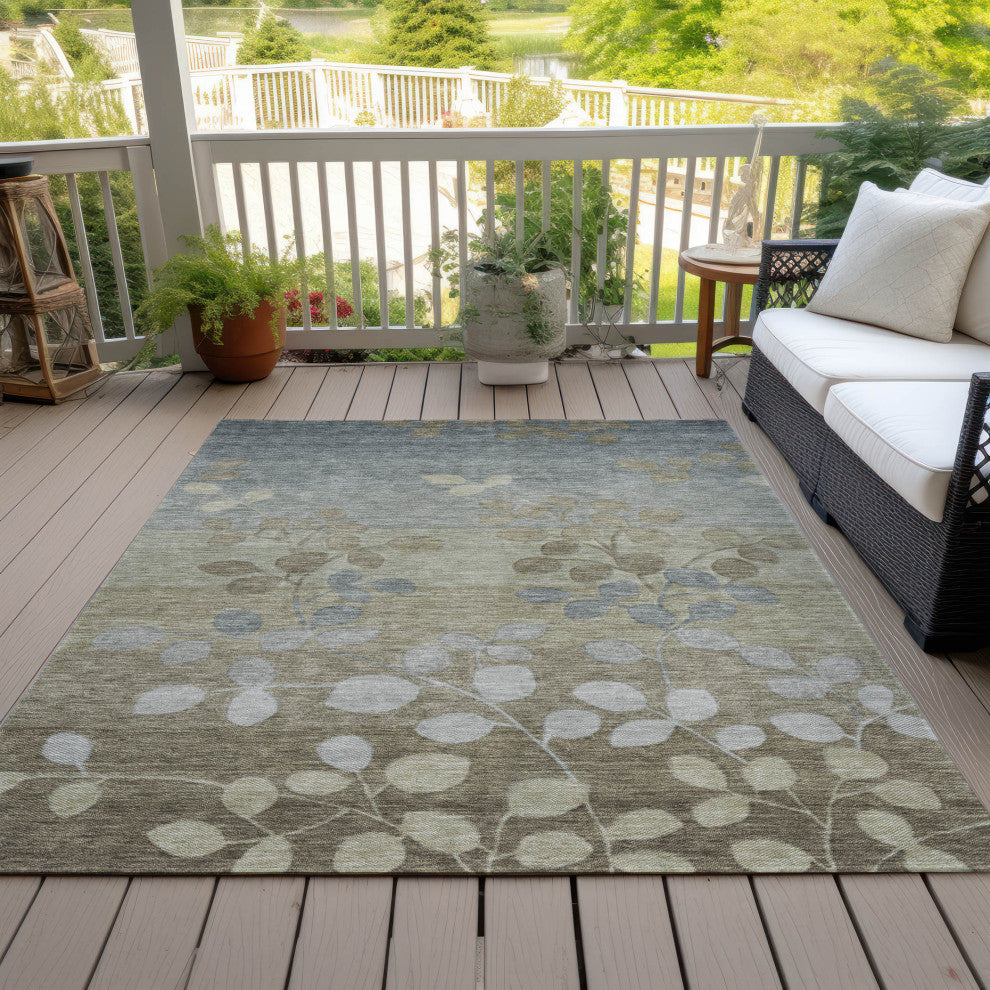 Machine Washable Indoor/Outdoor Chantille ACN1900 Khaki 9' x 12' Rug