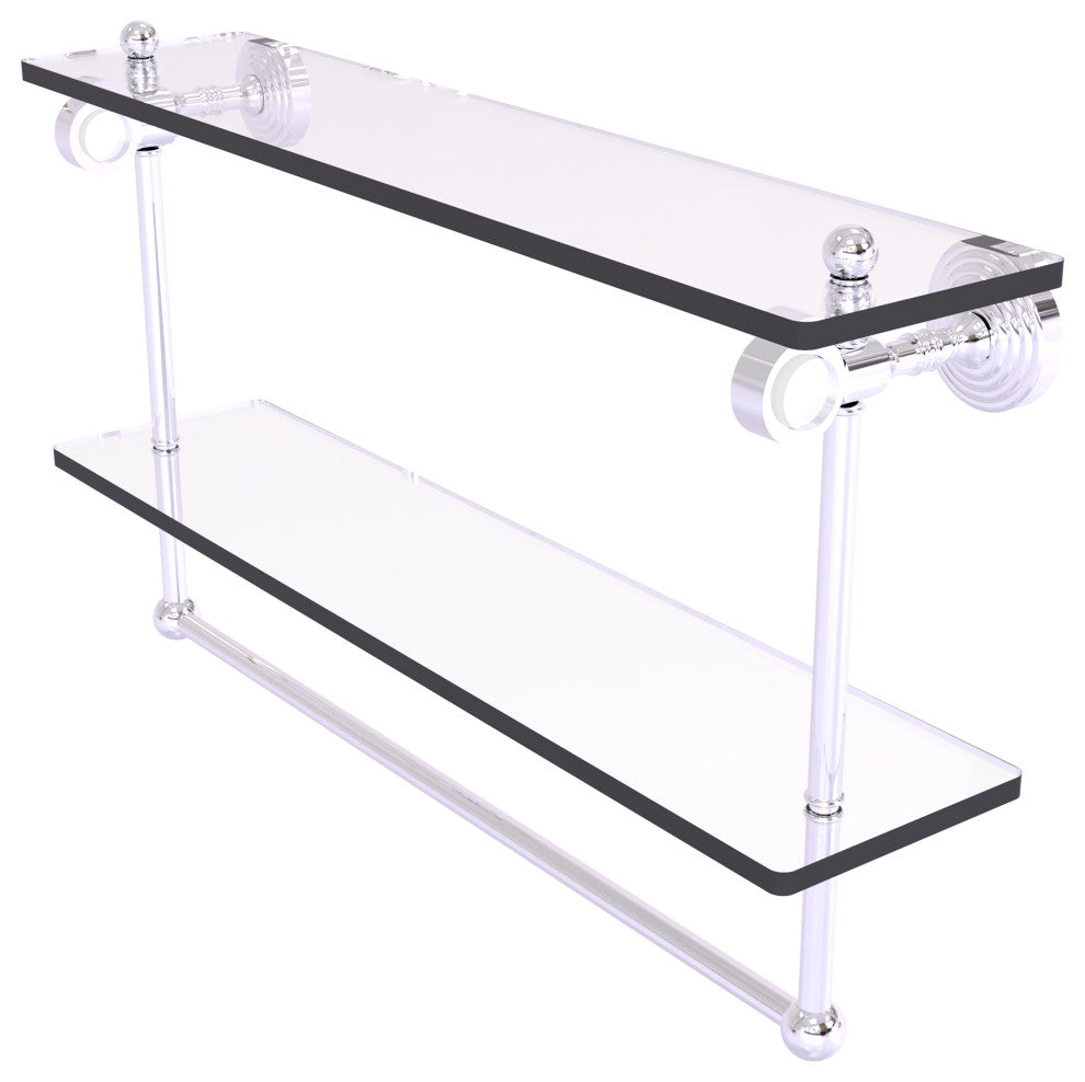 Pacific Grove 22" Double Glass Shelf with Towel Bar, Polished Chrome